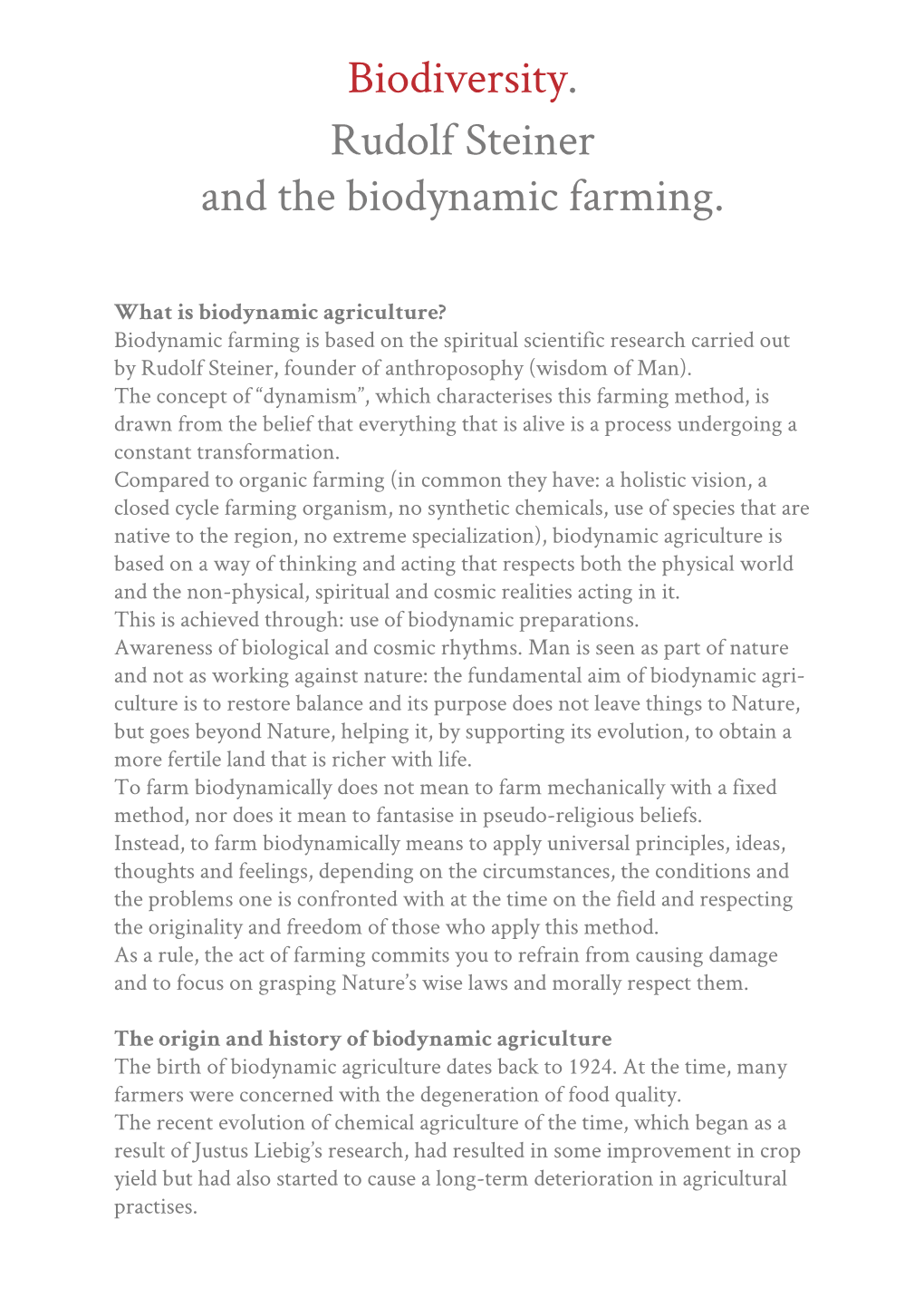 Rudolf Steiner and the Biodynamic Farming