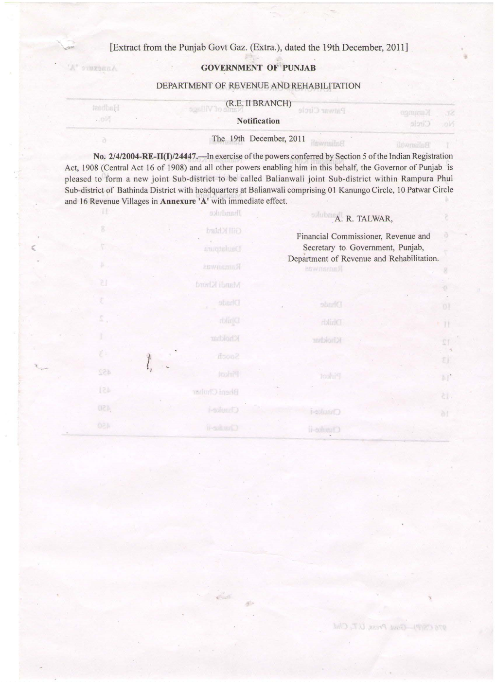 [Extract from the Punjab Govt Gaz. (Extra.), Dated the 19Th December, 2011]