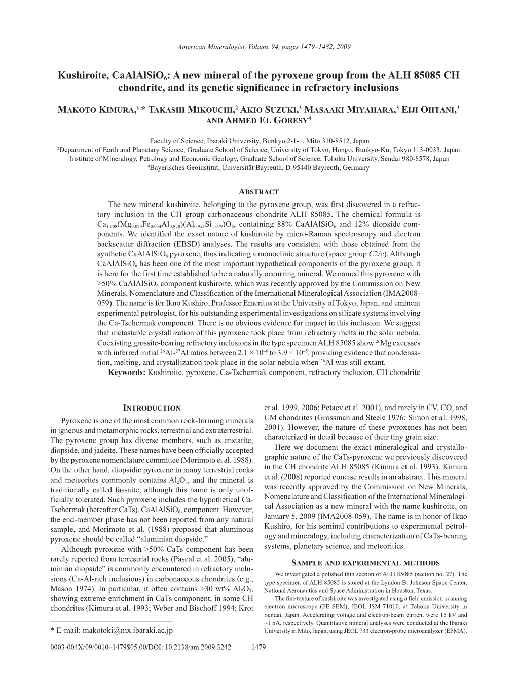 A New Mineral of the Pyroxene Group from the ALH 85085 CH Chondrite, and Its Genetic Significance in Refractory Inclusions