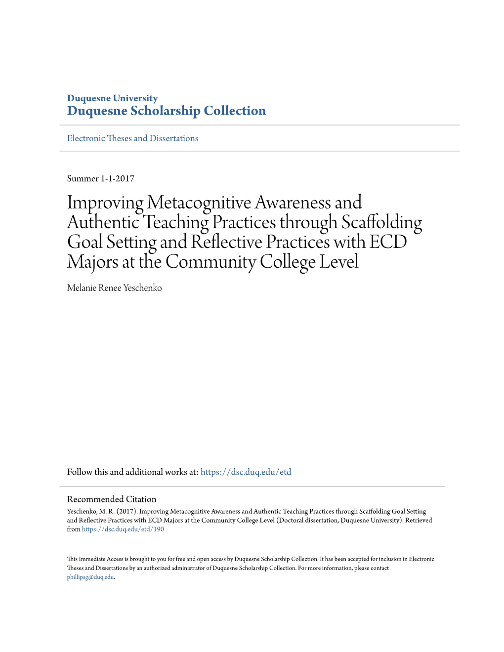 Improving Metacognitive Awareness and Authentic Teaching Practices