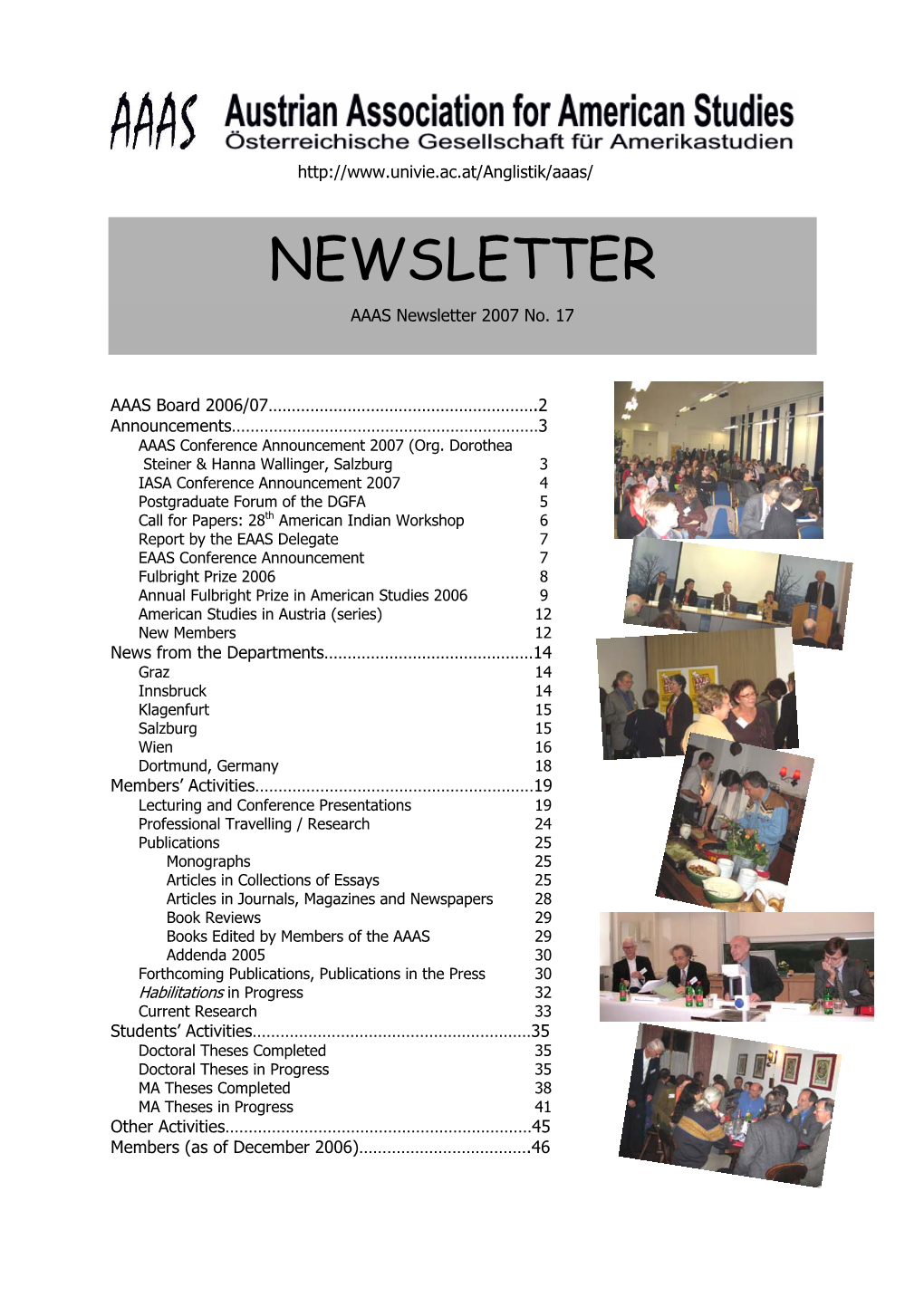 NEWSLETTER AAAS Newsletter 2007 No