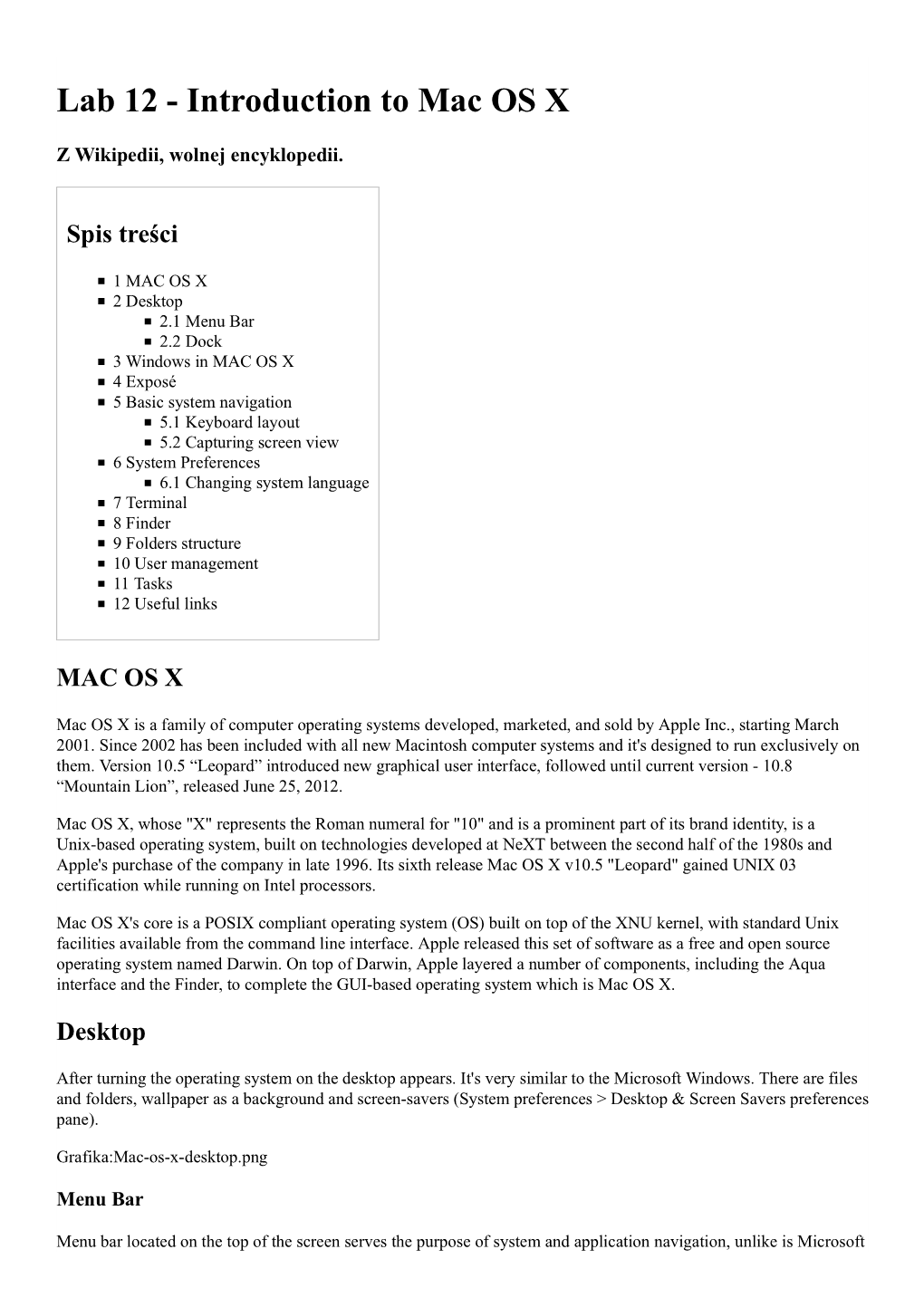 Lab 12 - Introduction to Mac OS X