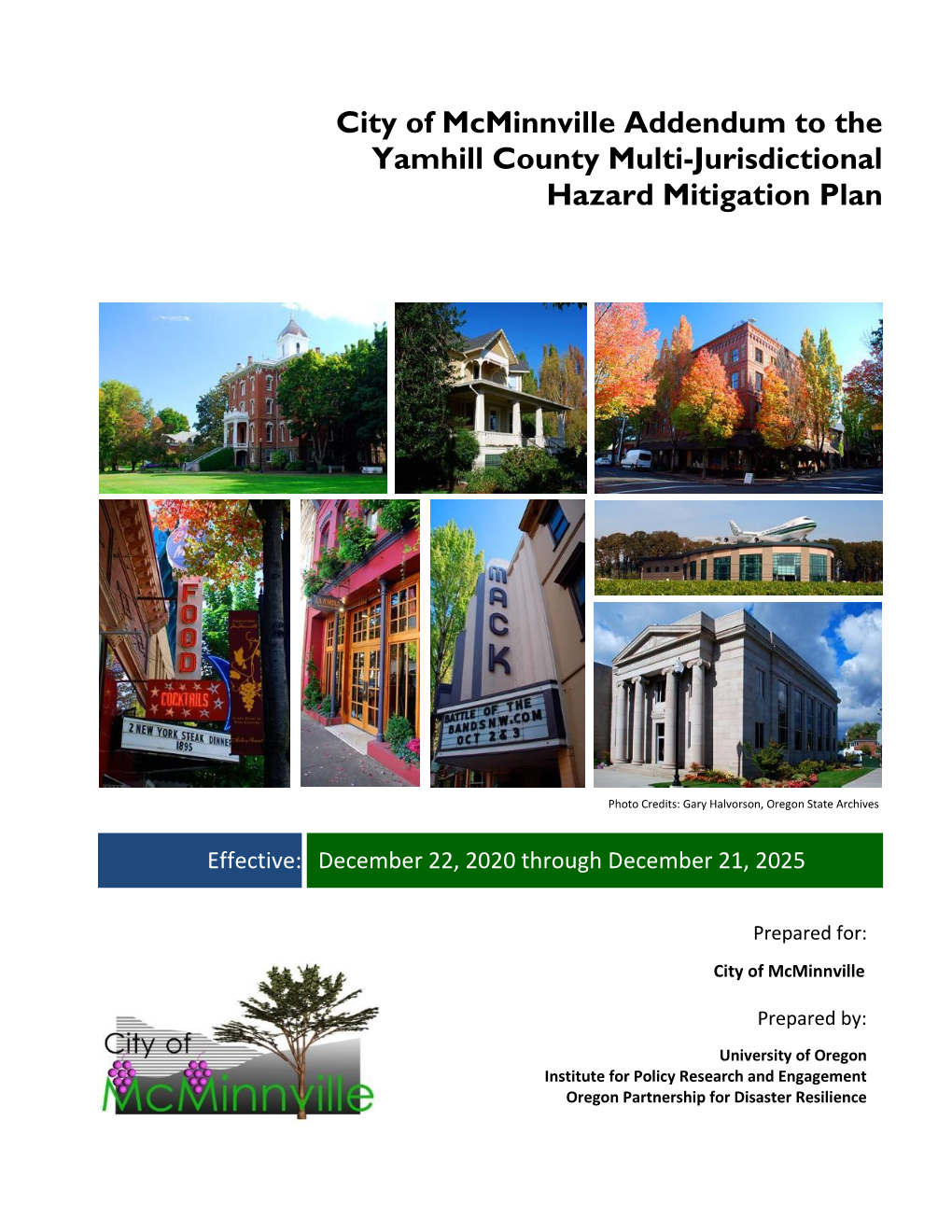 City of Mcminnville Addendum to the Yamhill County Multi-Jurisdictional Hazard Mitigation Plan