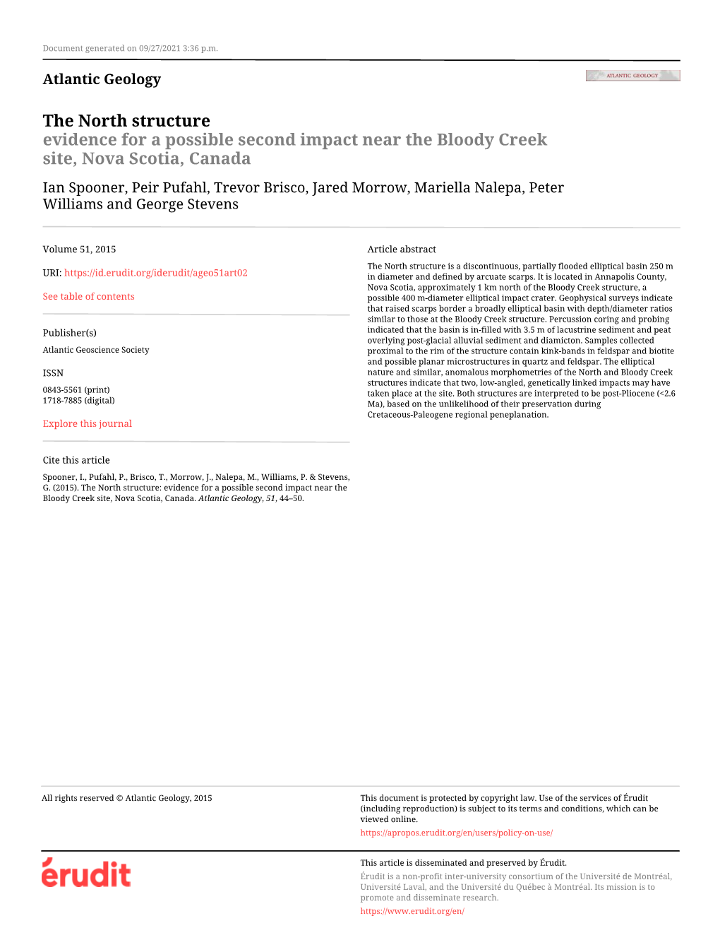 Evidence for a Possible Second Impact Near the Bloody Creek Site