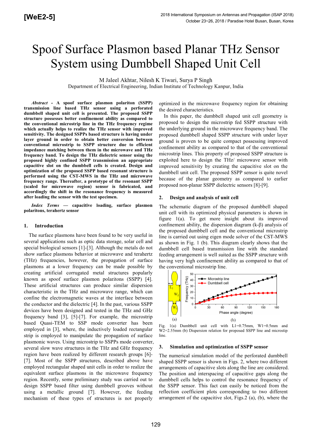 Spoof Surface Plasmon Based Planar Thz Sensor System Using Dumbbell Shaped Unit Cell