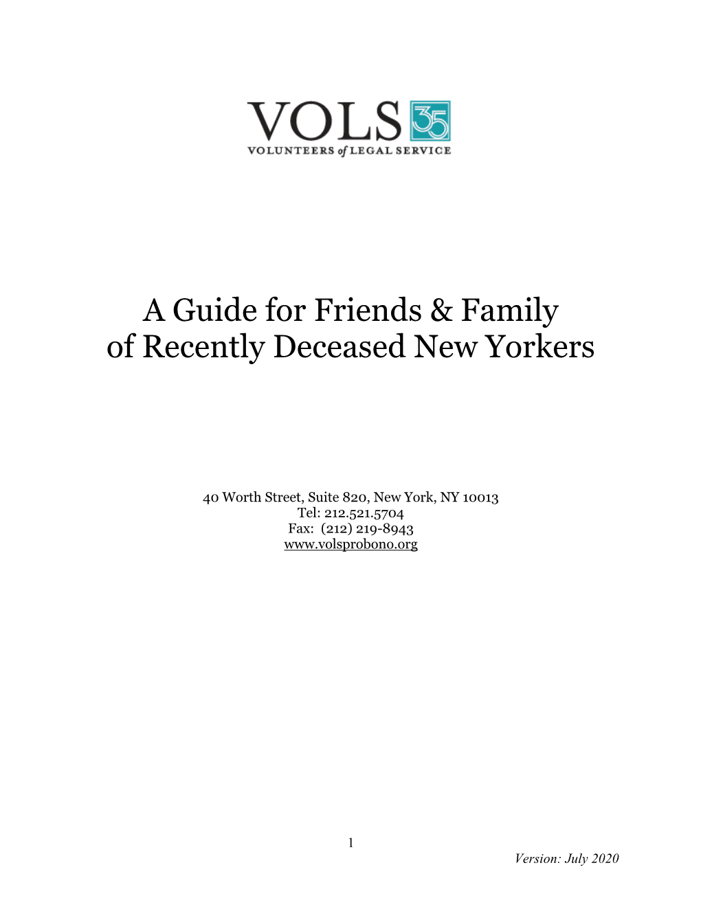 A Guide for Friends & Family of Recently Deceased New Yorkers