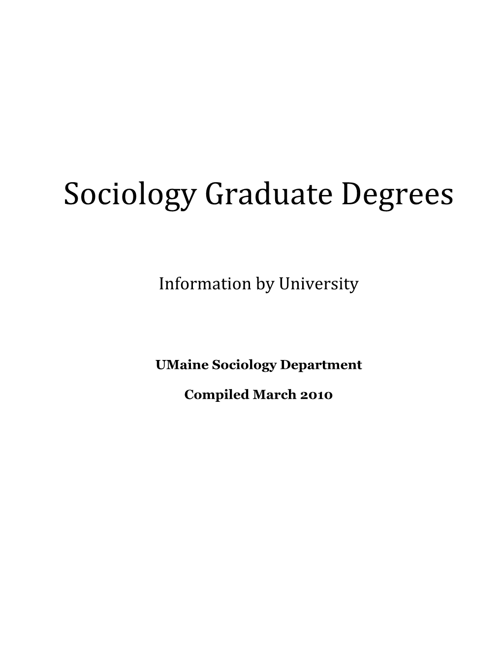 Sociology Graduate Degrees