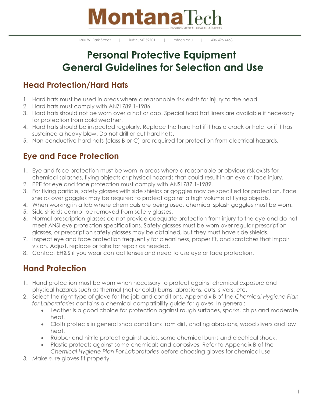 Personal Protective Equipment General Guidelines for Selection and Use