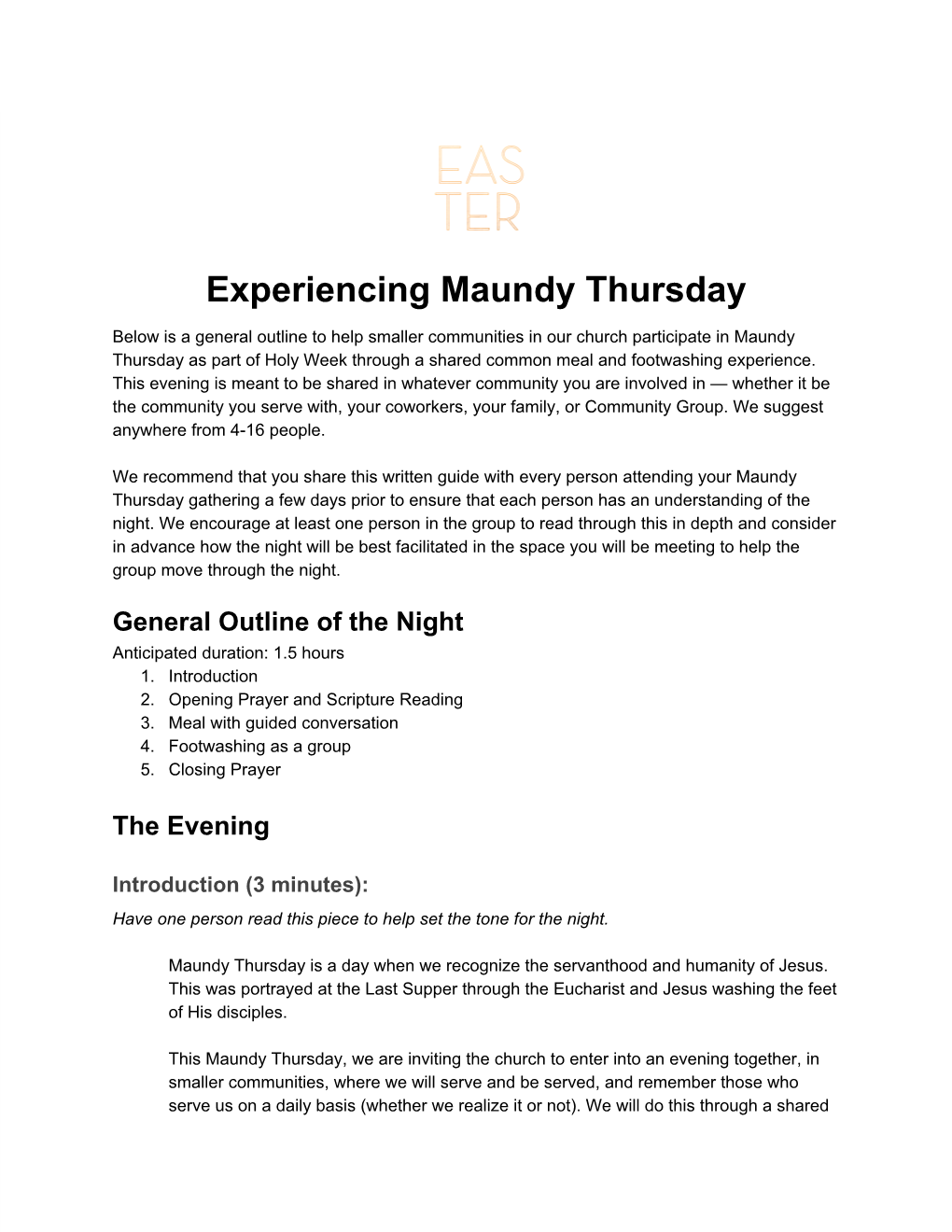 Experiencing Maundy Thursday