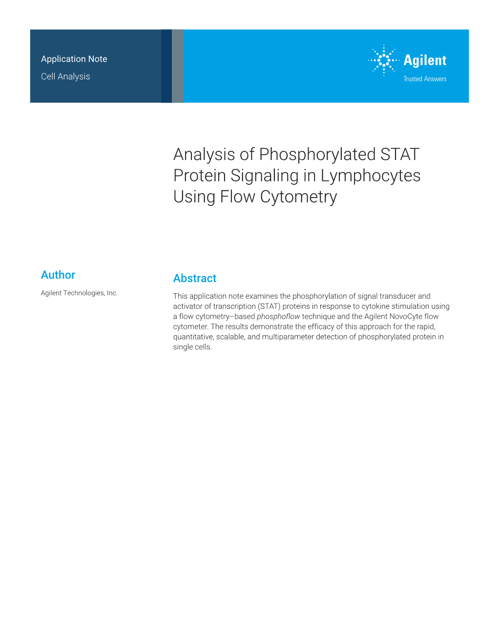 Analysis of Phosphorylated STAT Protein Signaling in Lymphocytes Using Flow Cytometry