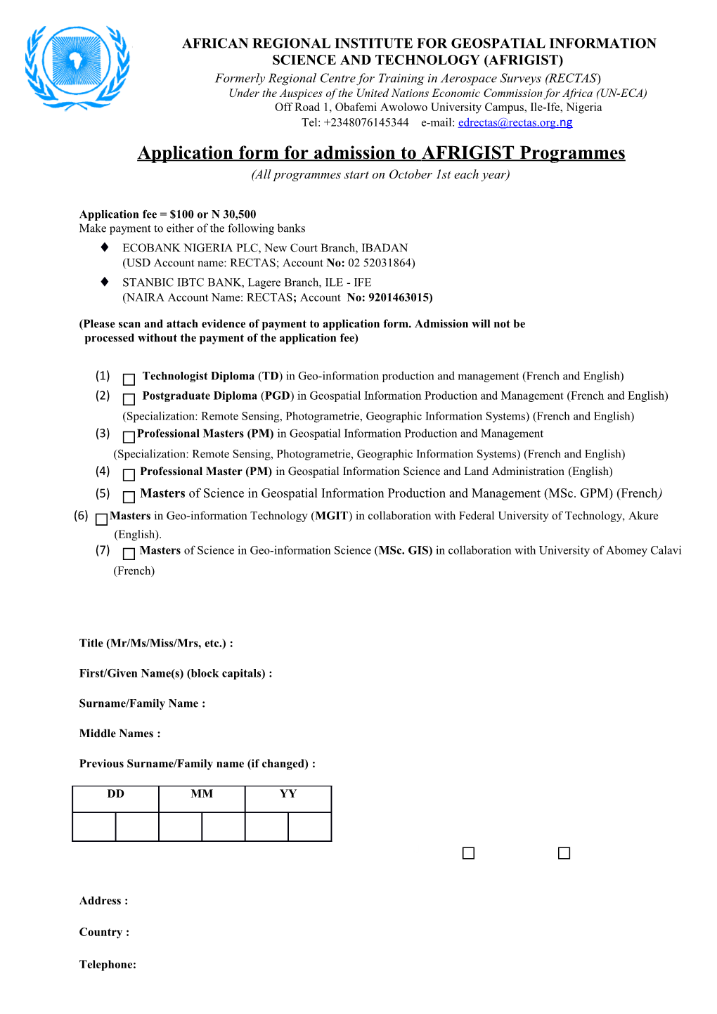 African Regional Institute for Geospatial Information Science and Technology (Afrigist)