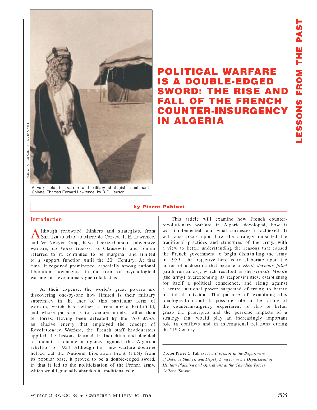 THE RISE and FALL of the FRENCH COUNTER-INSURGENCY in ALGERIA LESSONS from the PAST National Portrait Gallery London NPG P324