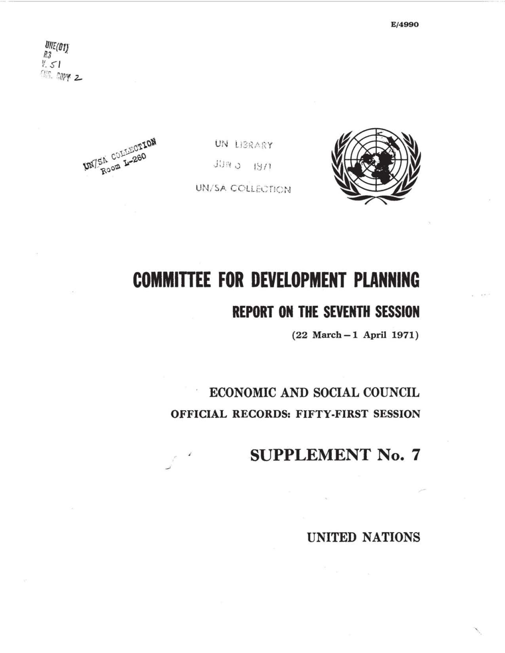 Committee for Development Planning Report on the Seventh Session