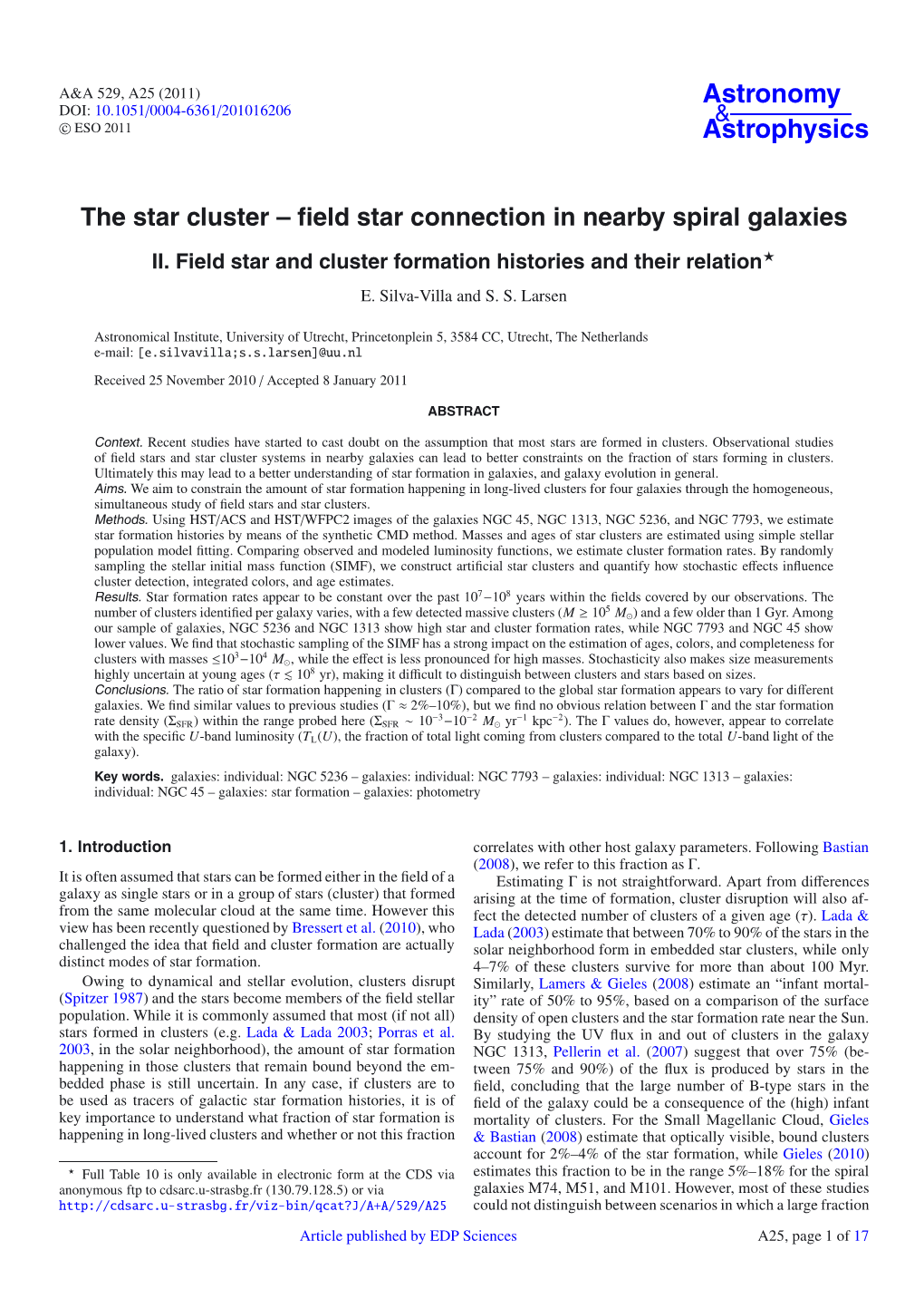 The Star Cluster – ﬁeld Star Connection in Nearby Spiral Galaxies II