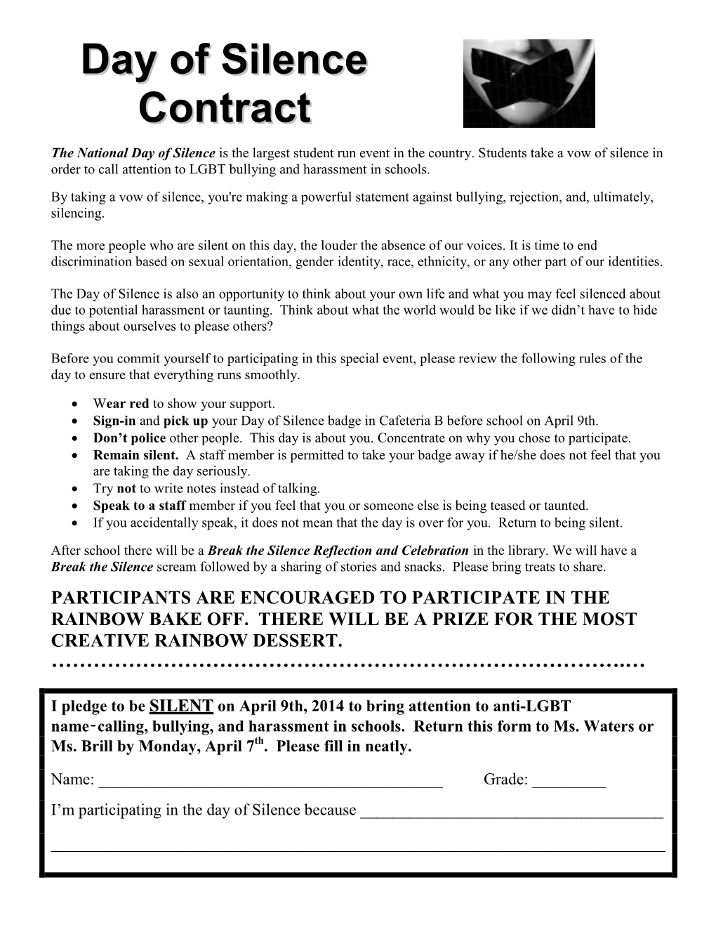 Day of Silence Contract
