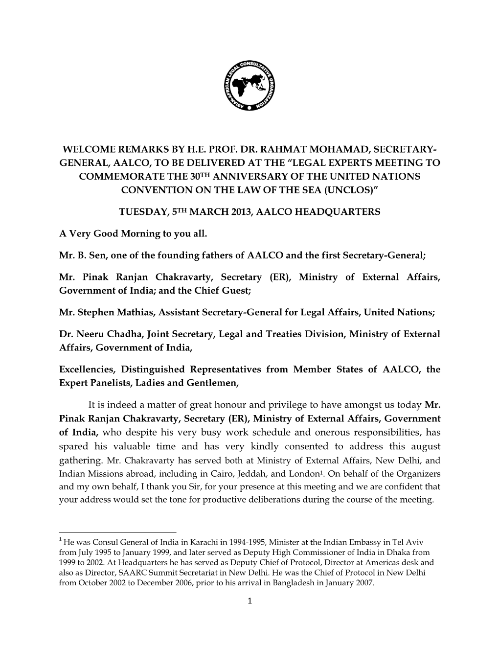 Legal Experts Meeting to Commemorate the 30Th Anniversary of the United Nations Convention on the Law of the Sea (Unclos)”