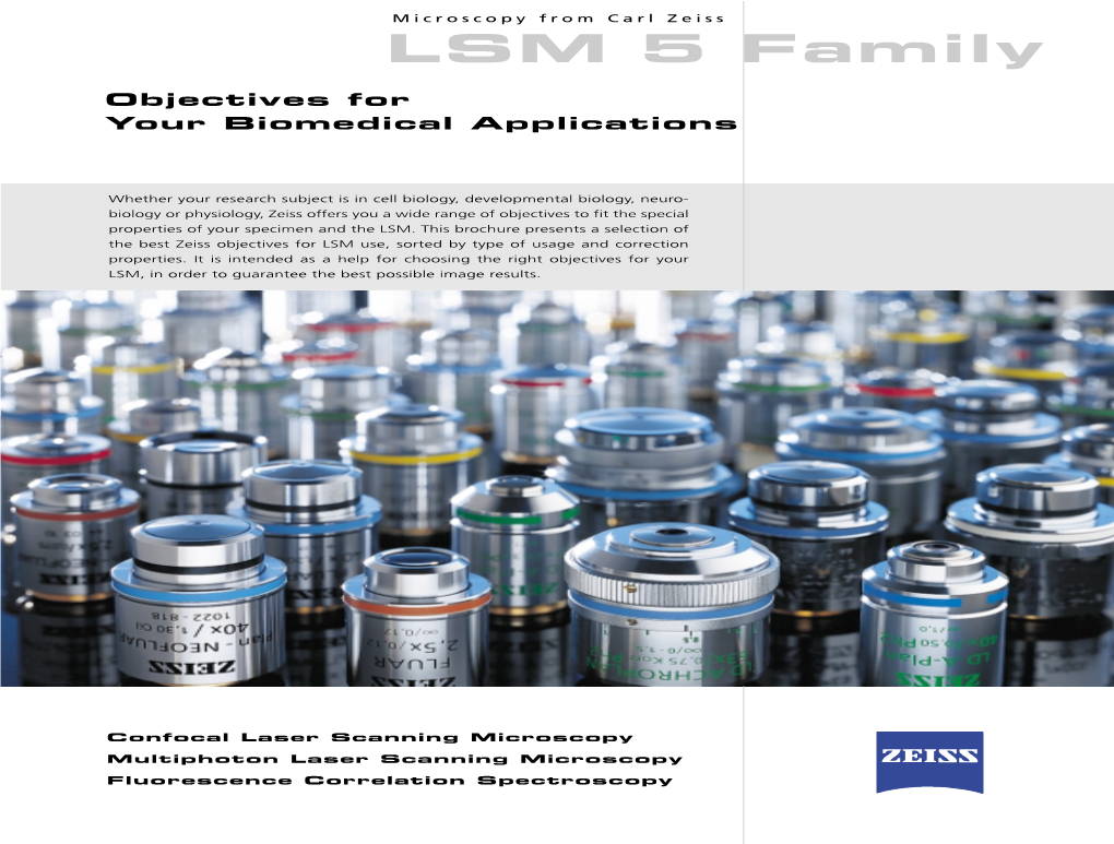Microscope Objectives for Biomed Applications