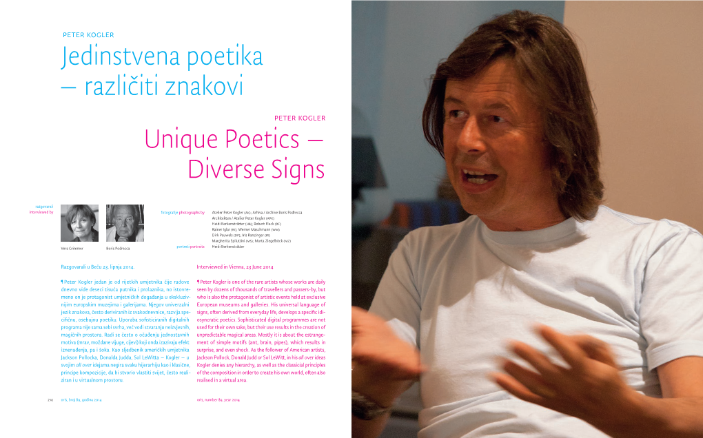 Unique Poetics – Diverse Signs Jedinstvena Poetika