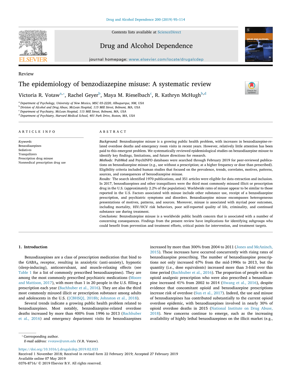 The Epidemiology of Benzodiazepine Misuse a Systematic Review