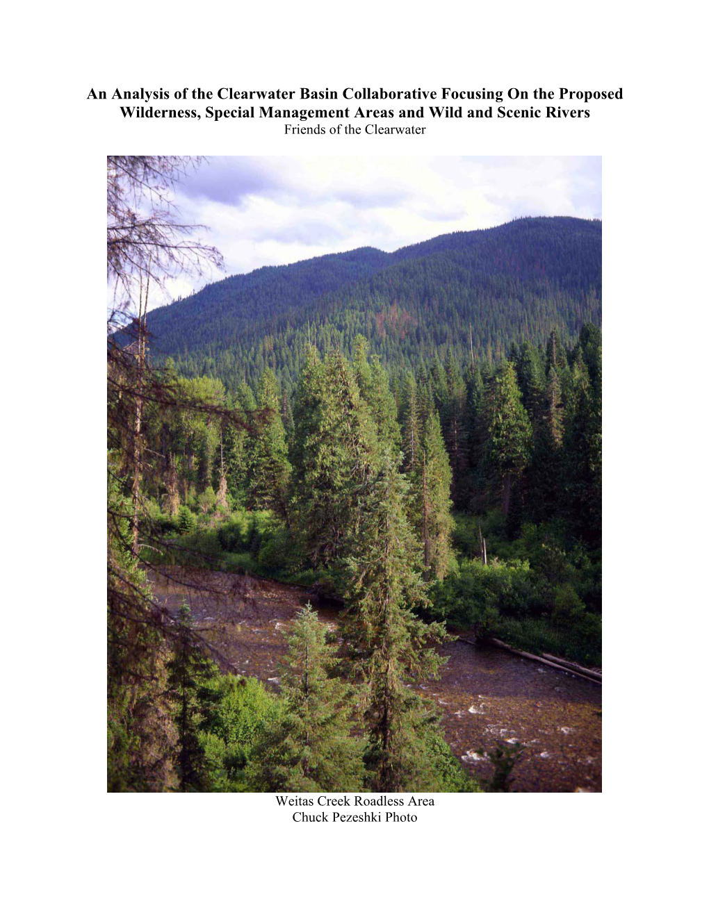 An Analysis of the Clearwater Basin Collaborative Focusing on the Proposed Wilderness, Special Management Areas and Wild and Scenic Rivers Friends of the Clearwater