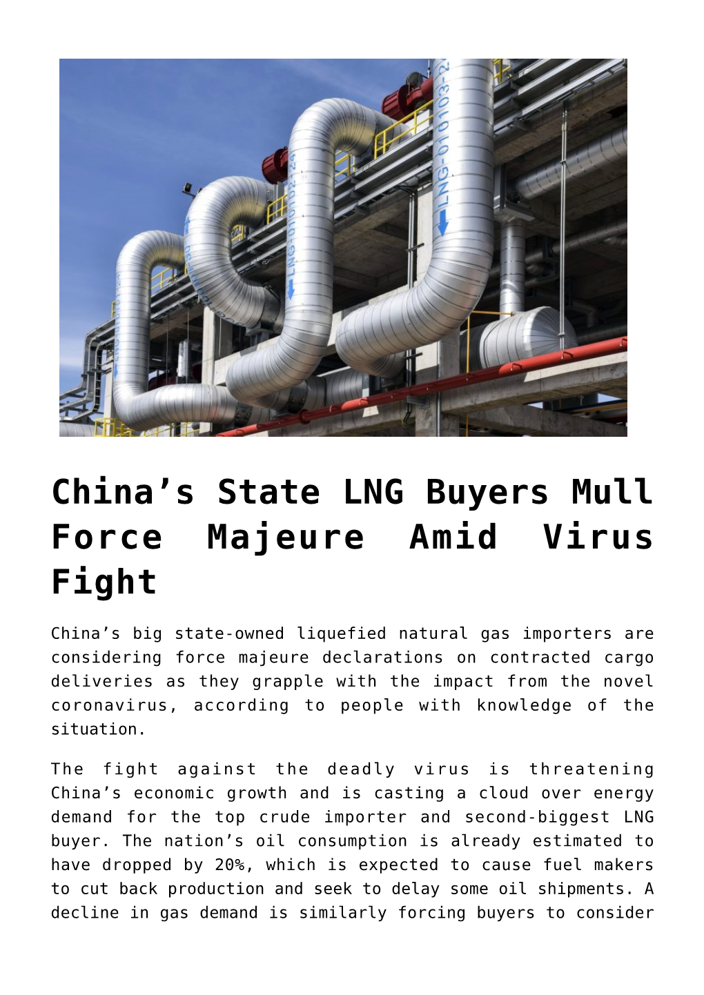 China's State LNG Buyers Mull Force Majeure