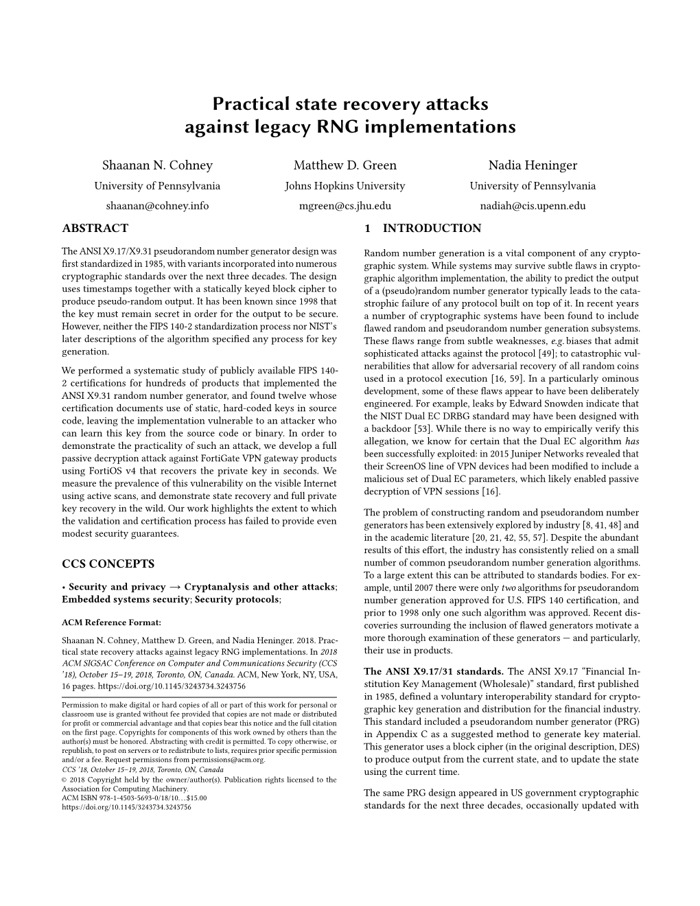 Practical State Recovery Attacks Against Legacy RNG Implementations