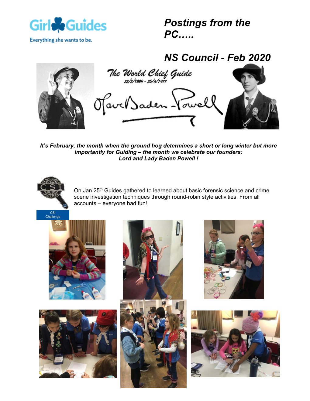 Postings from the PC….. NS Council