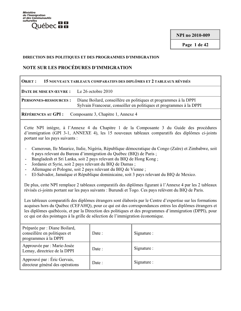 NPI No 2010-009 Page 1 De 42