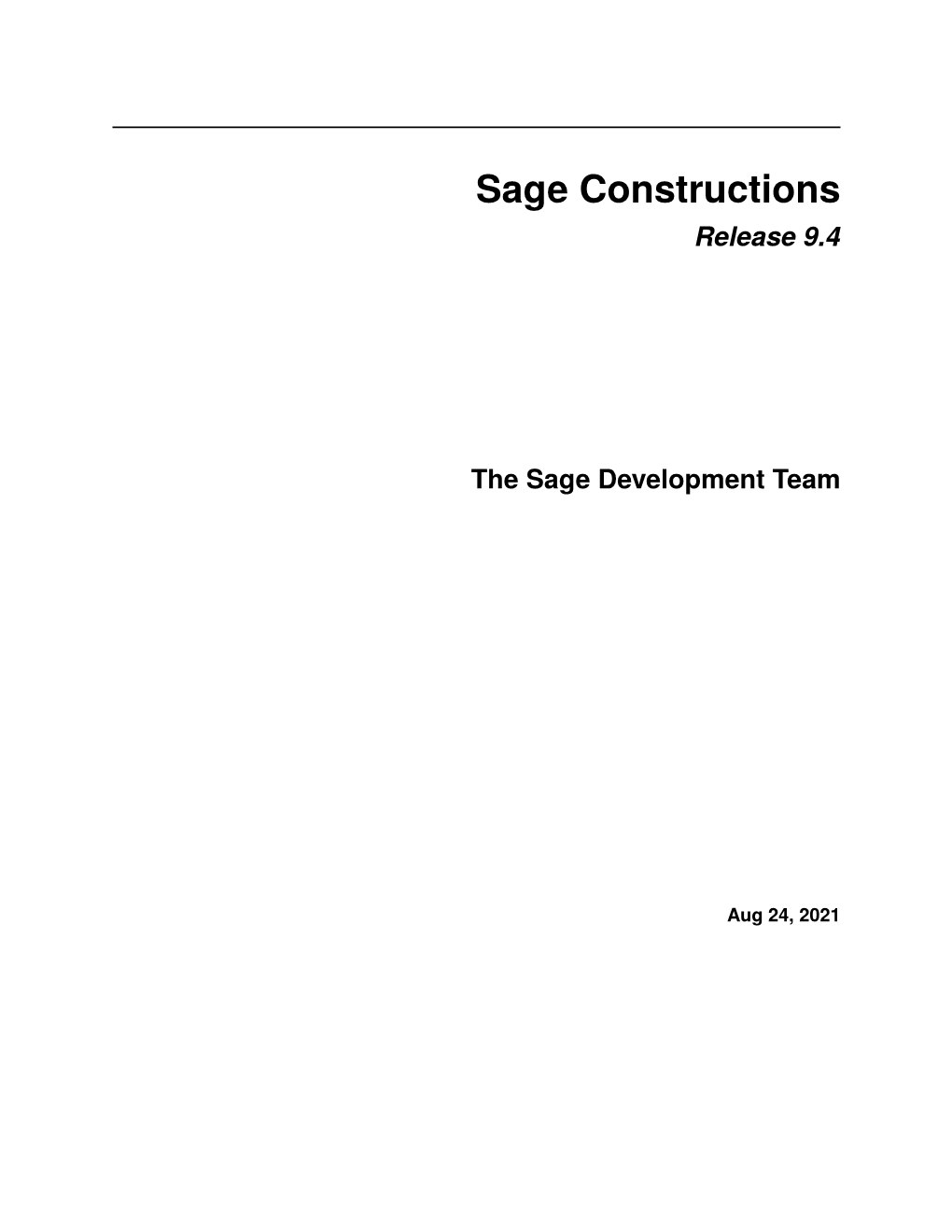 Sage Constructions Release 9.4