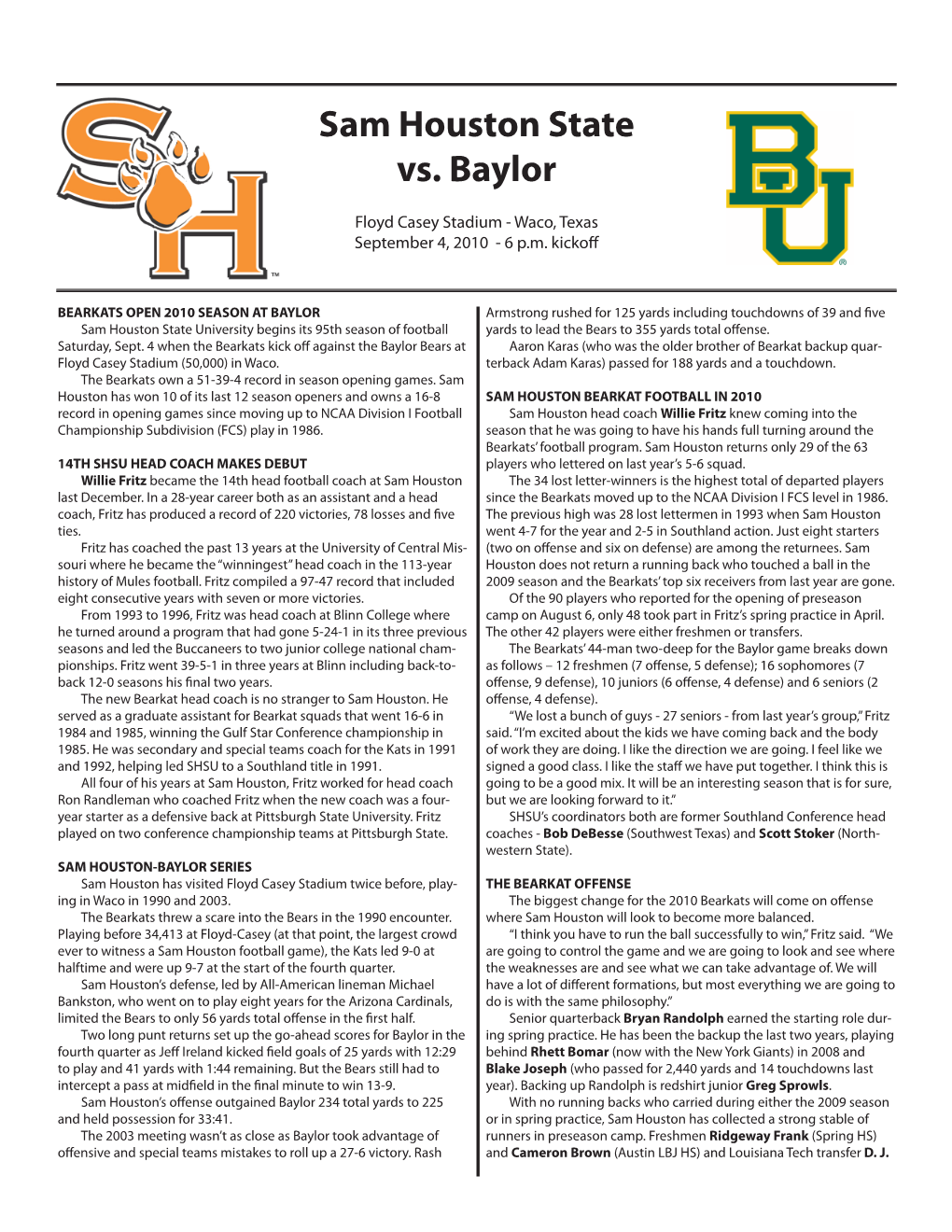 Sam Houston State Vs. Baylor