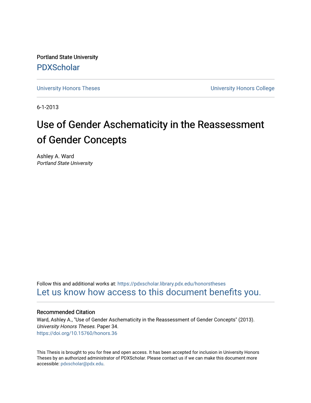 Use of Gender Aschematicity in the Reassessment of Gender Concepts
