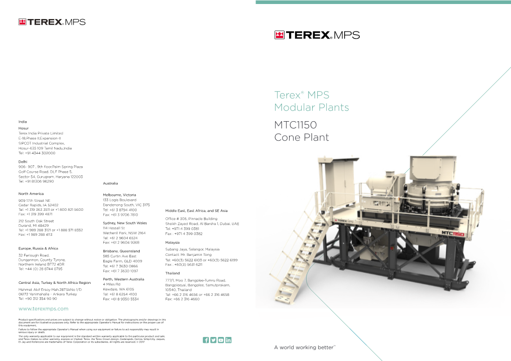 Terex® MPS Modular Plants MTC1150 Cone Plant