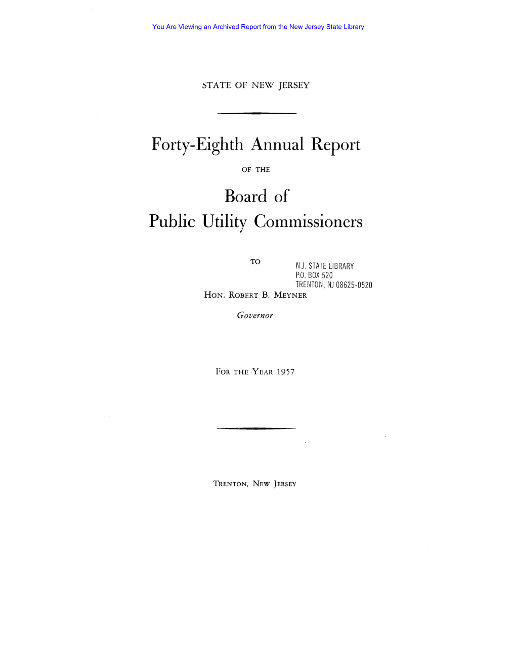 Forty-Eighth Annual Report Board of Public Utility Commissioners