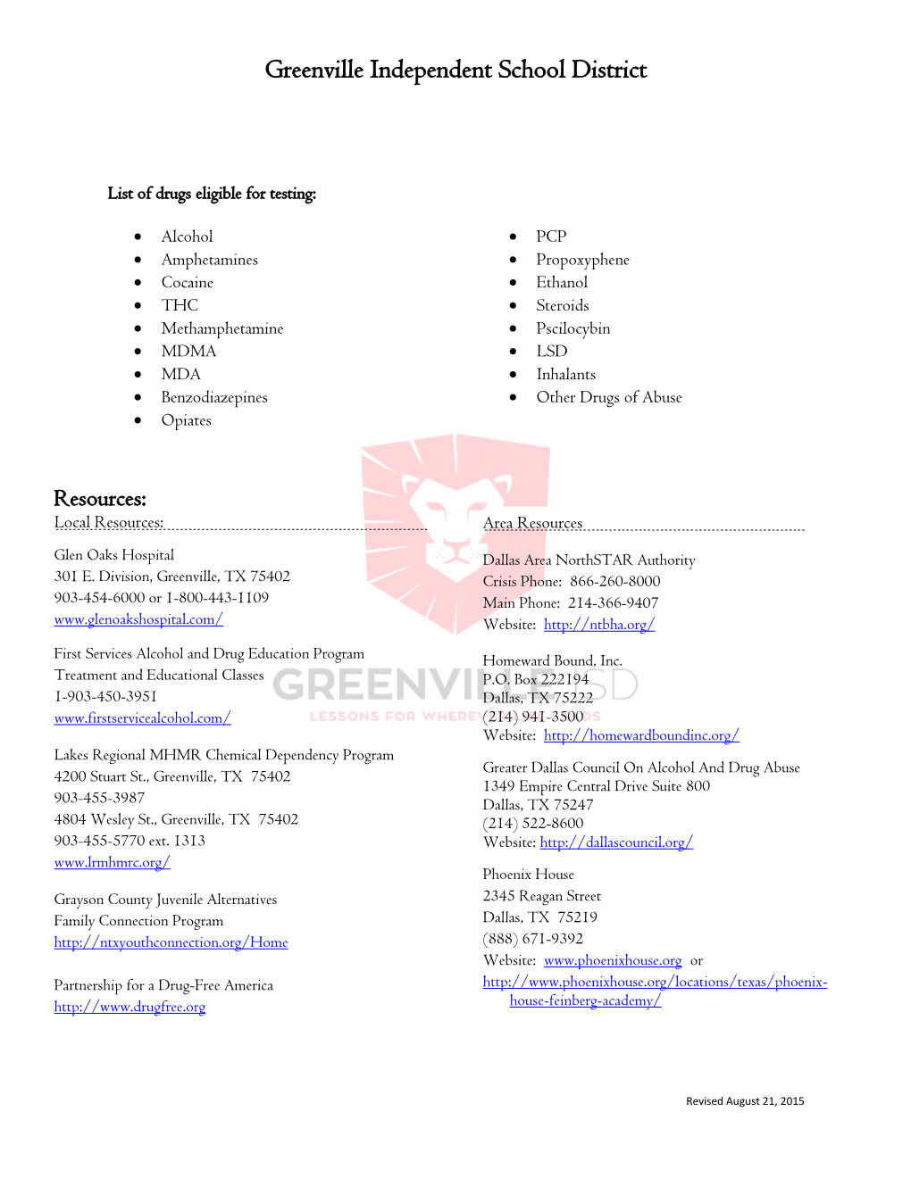 Drug Testing Resources