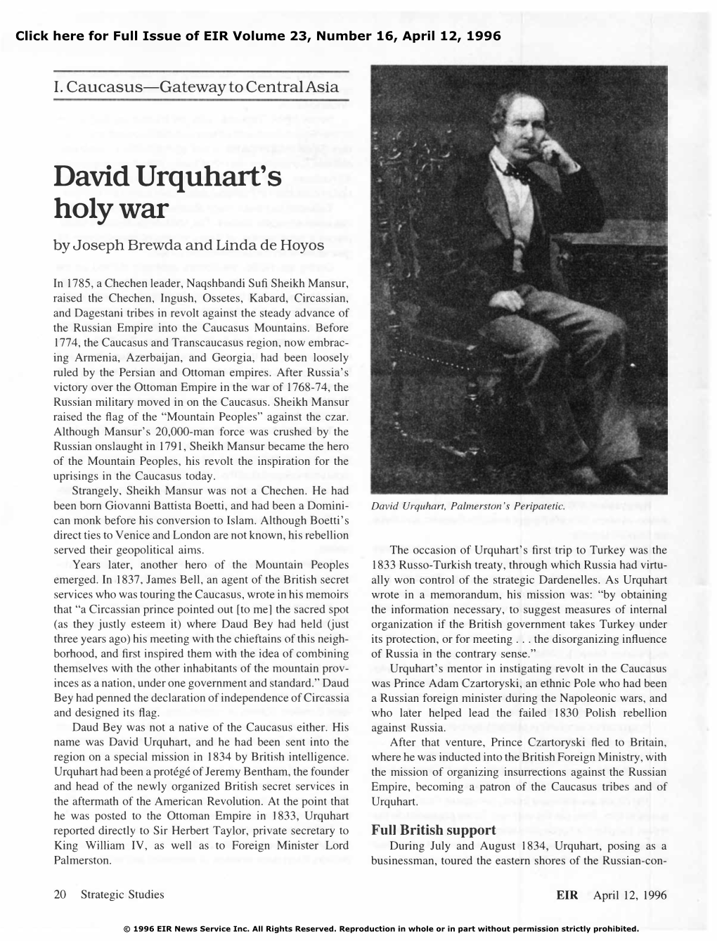 David Urquhart's Holywar