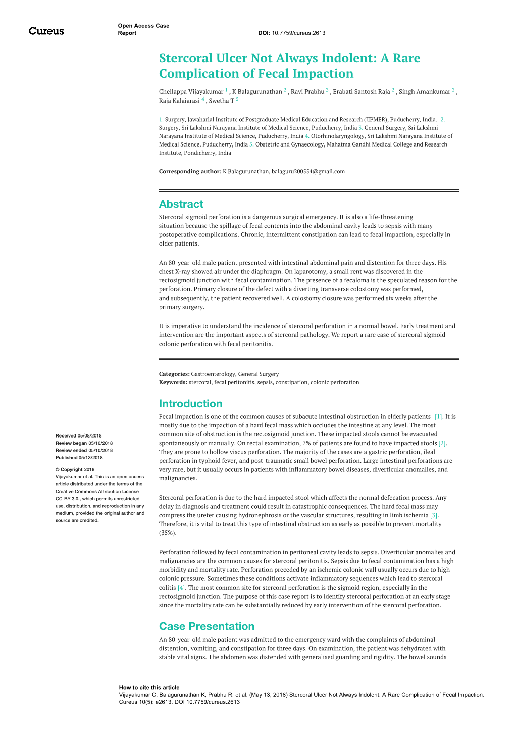 Stercoral Ulcer Not Always Indolent: a Rare Complication of Fecal Impaction