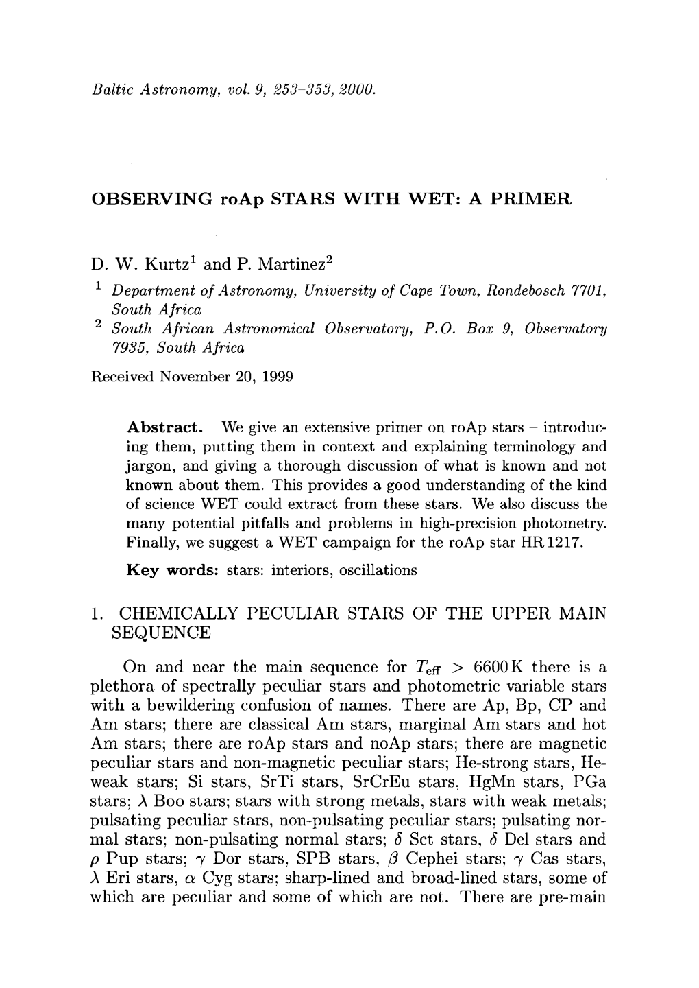 OBSERVING Roap STARS with WET: a PRIMER