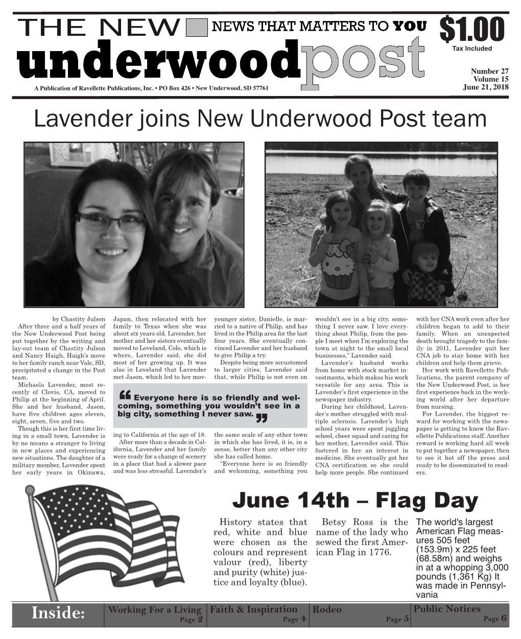 Lavender Joins New Underwood Post Team