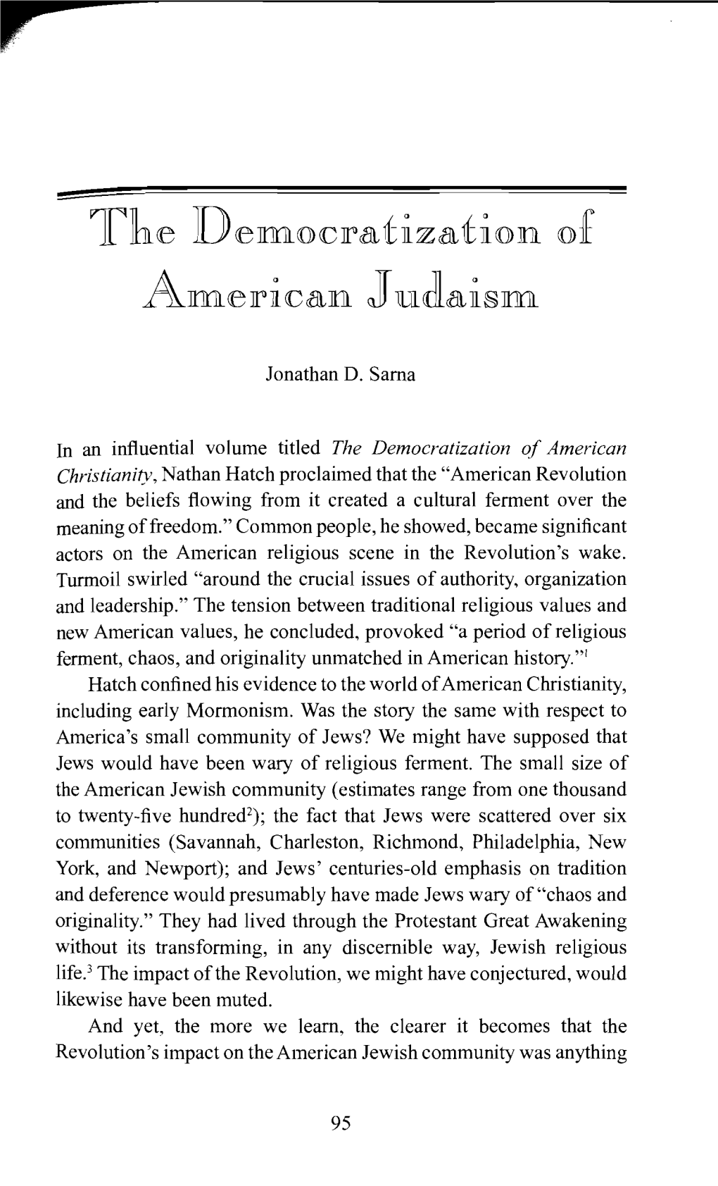 The Democratization of American Judaism