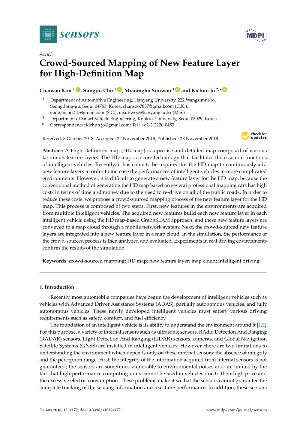 Crowd-Sourced Mapping of New Feature Layer for High-Definition