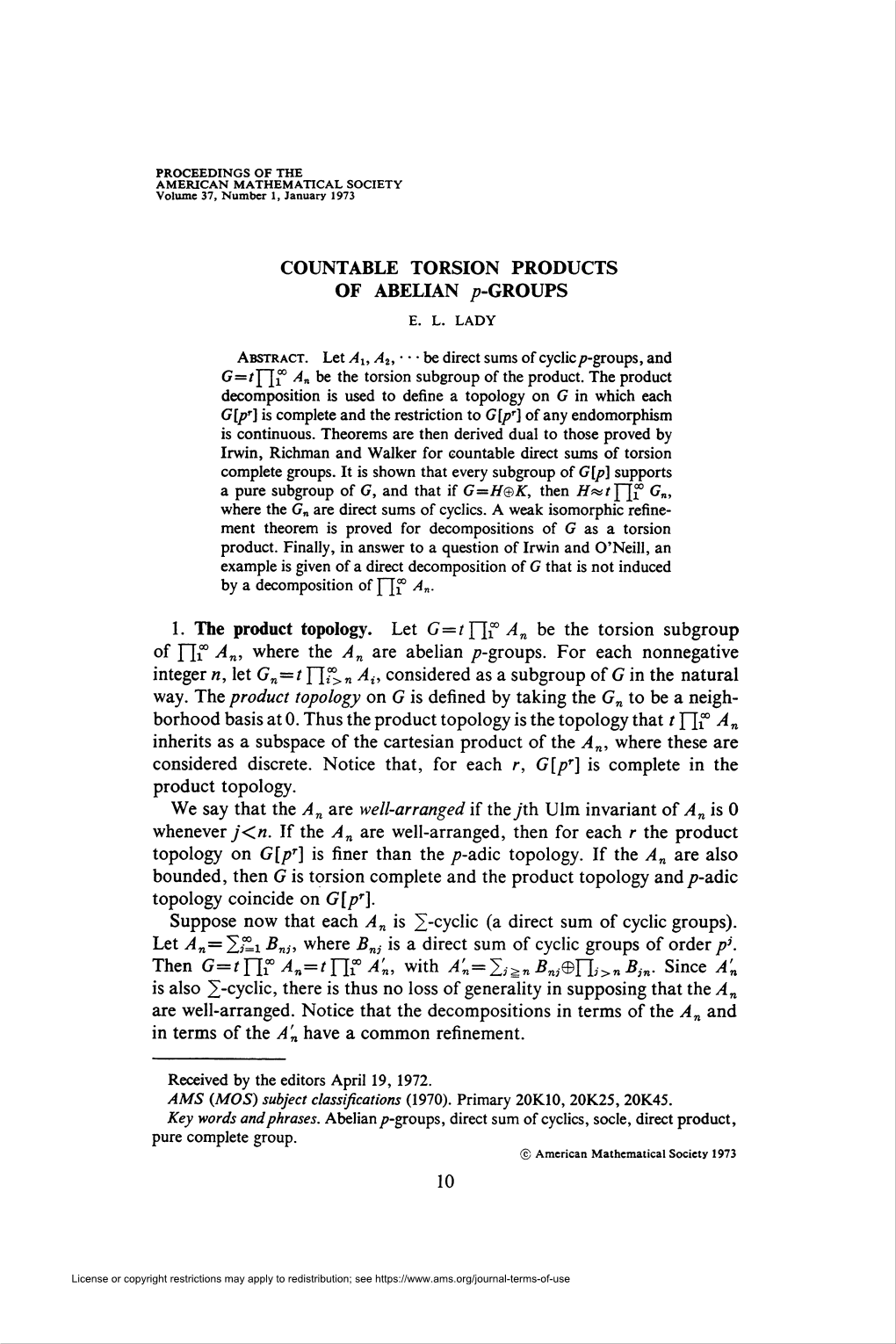 Countable Torsion Products of Abelian /^-Groups E