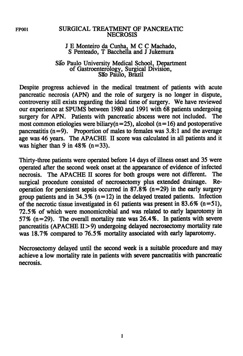 Surgical Treatment of Pancreatic