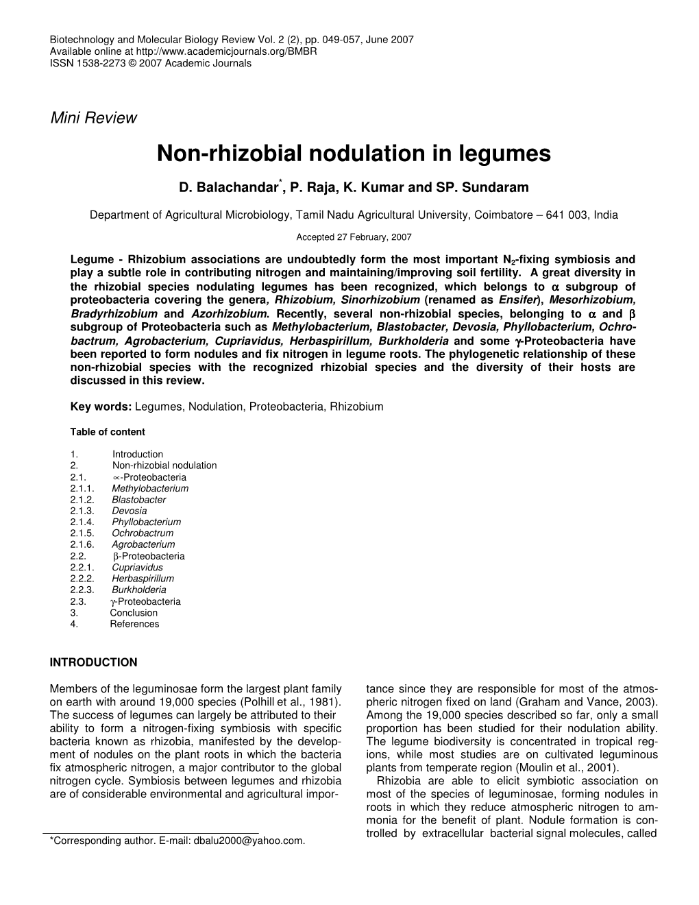 Non-Rhizobial Nodulation in Legumes