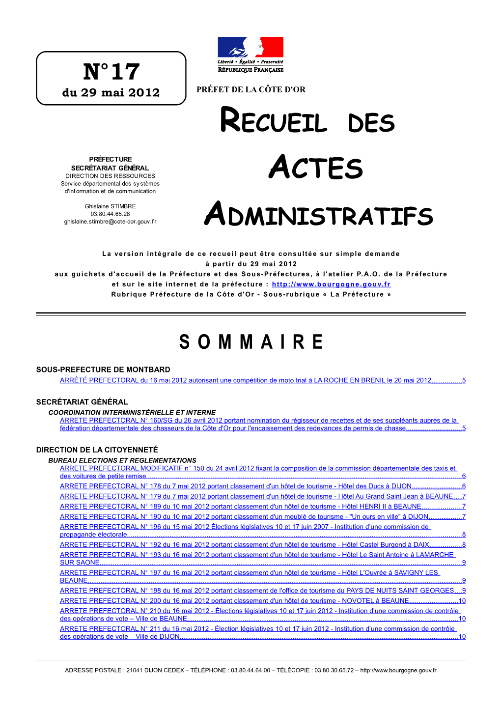 N°17 Recueil Des Administratifs