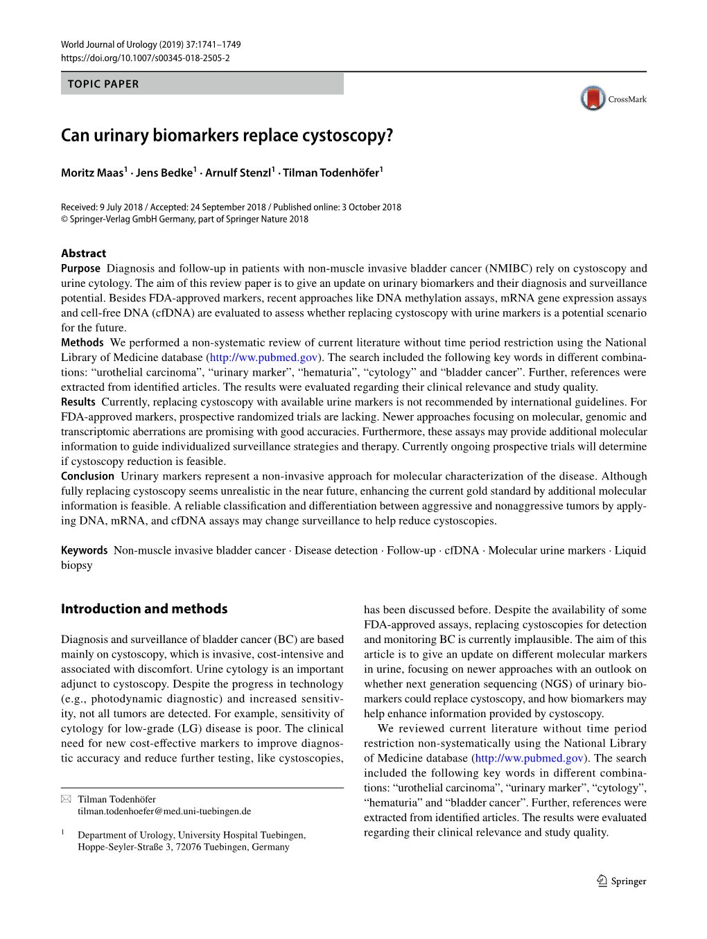 Can Urinary Biomarkers Replace Cystoscopy?