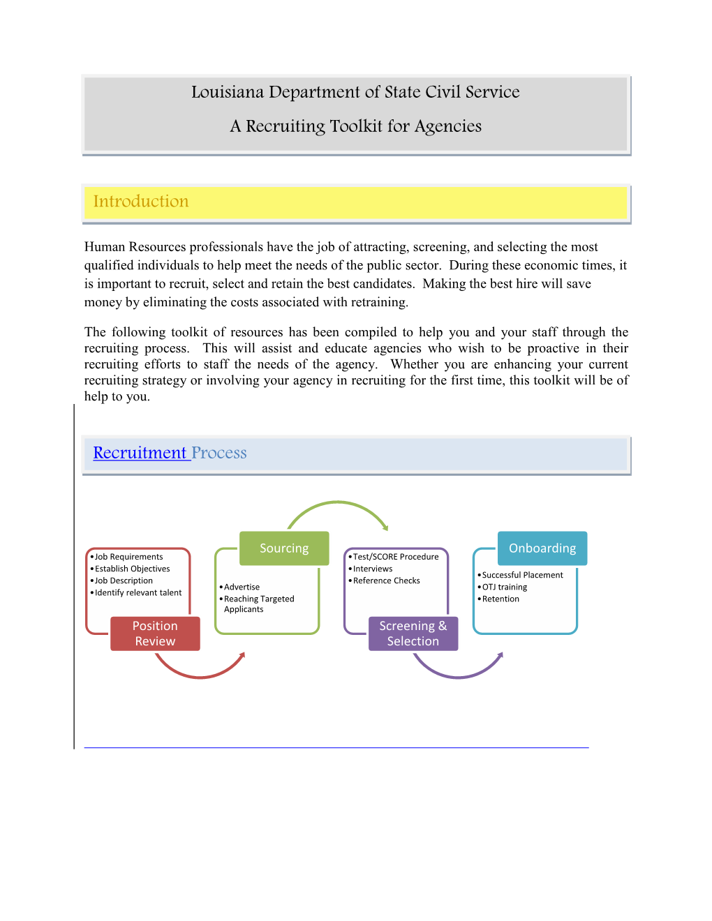 Recruitment Process Louisiana Department of State Civil Service A