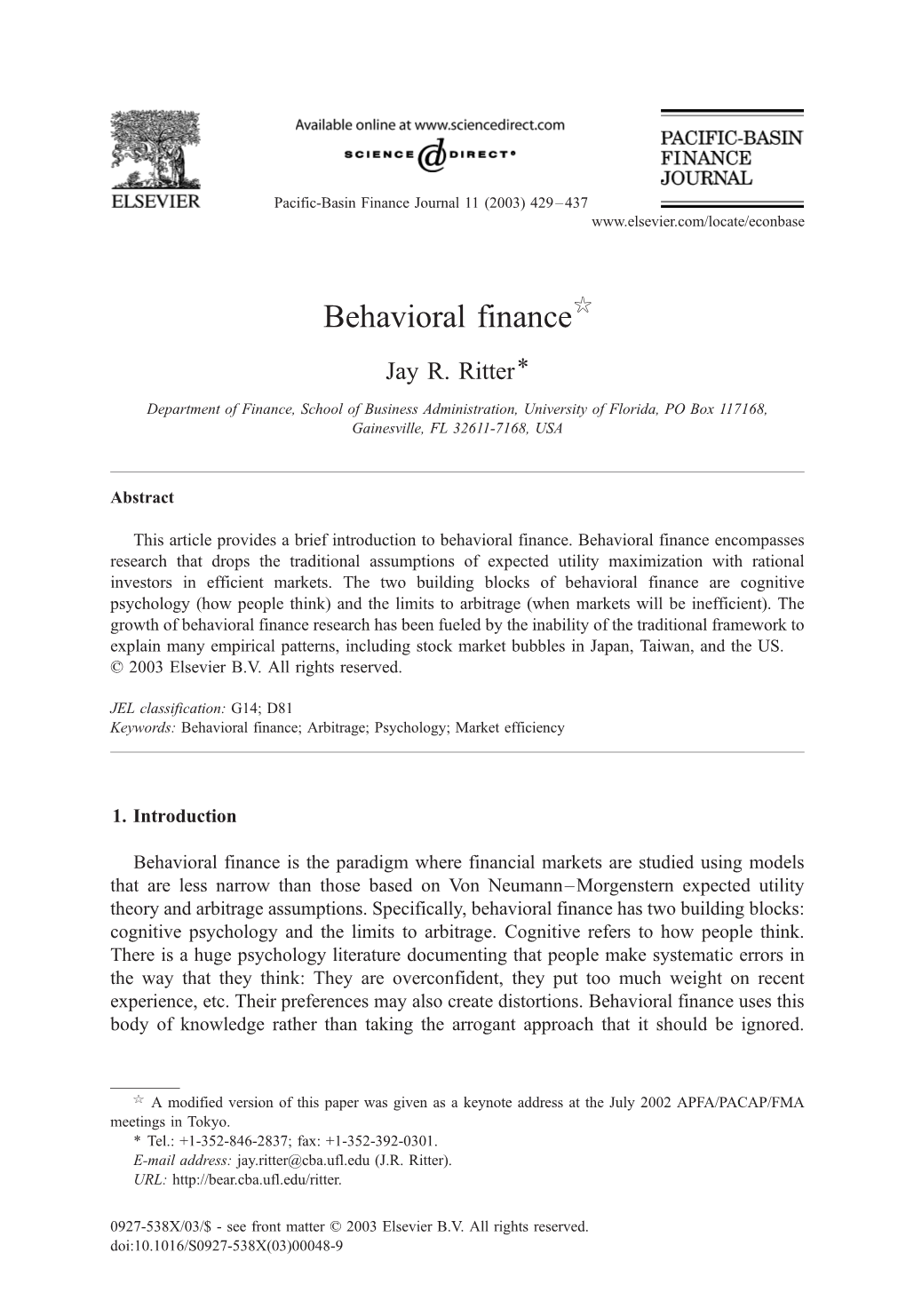 Behavioral Finance$