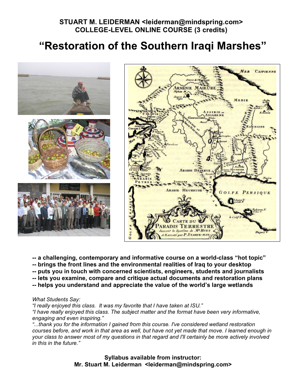 “Restoration of the Southern Iraqi Marshes”
