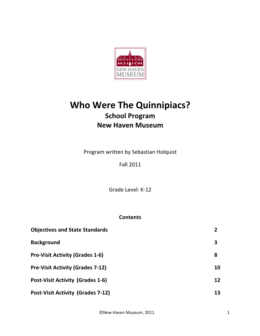 Who Were the Quinnipiacs? School Program New Haven Museum