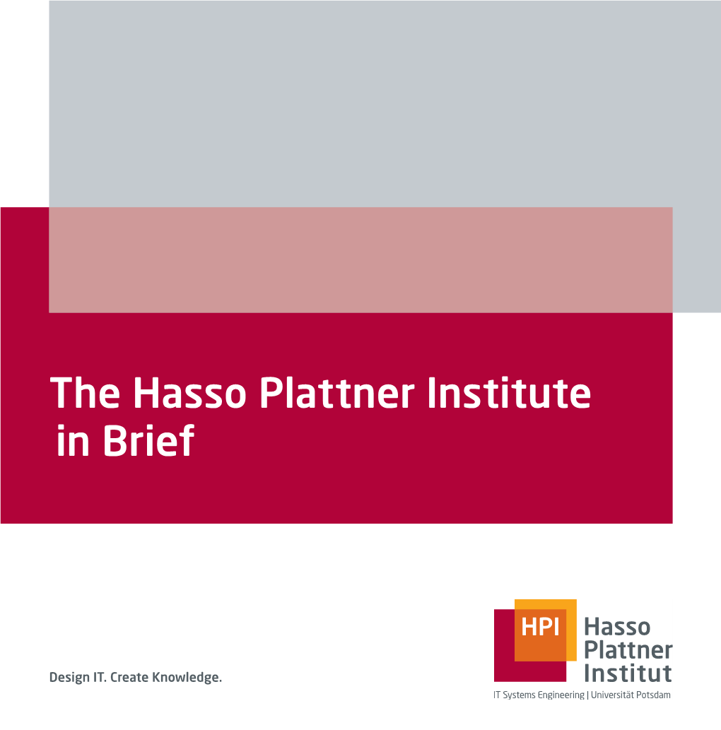 The Hasso Plattner Institute in Brief